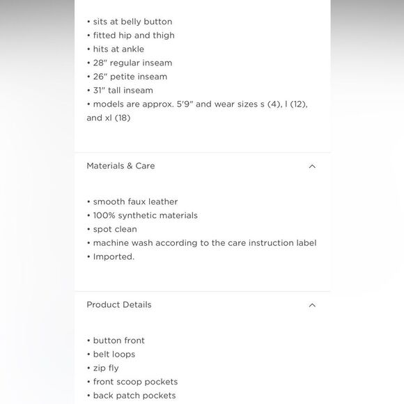 NWT- Old Navy- 2 tall, 18P & 30+. High Waist Faux Leather Boot Cut Ankle Pant - Picture 3 of 10